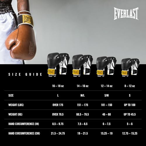 Everlast 1910 Boxing Gloves | Advanced Gloves for Men and Women | Hook and Loop with Triple-Layer Foam & Wrist Support for Injury Prevention | Heavy Bag & Speedbag Training - size: 14 oz