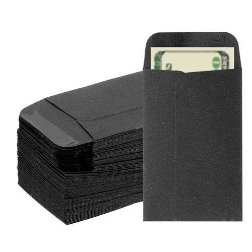 PATIKIL Money Envelope, 100 Pack 3.5" x 2.2" Cash Envelopes Money Holder Bags Budgeting Saving Challenge Letter for Gift Coins Checks Tickets Jewelry Passport Card, Black - color: Black, size: 3.5" x 2.2"