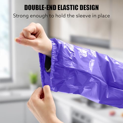 Yzurbu 2 Pairs Arm Sleeves Covers, Soft Waterproof Oil-proof Sleeves Protector for Arm with Elastic on Cuffs - color: Purple - 2pairs