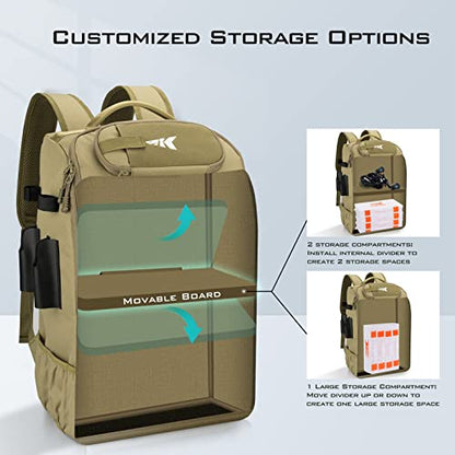 KastKing KarryAll Fishing Backpack with Rod Holder 4 Tackle Boxes, 40/26L | Tackle Bag Storage Fishing Gear and Equipment, Water‑Resistant Material, Fishing Gift for Men - color: B: Large (40 L) - Khaki