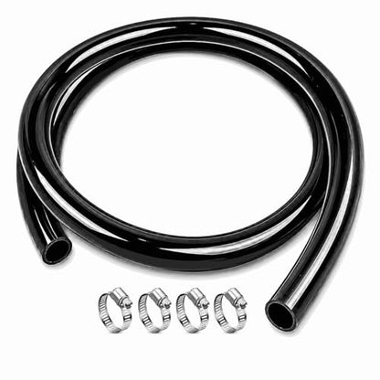 1" ID x 1-1/4" OD - 5 ft Black Vinyl Tubing Flexible PVC Tube Hybrid Hose Transfer Water Fuel Gas for Pond Fountain Garden Waterfall, Durable and Safe, with 4 Hose Clamps. - size: 1" ID - 5FT
