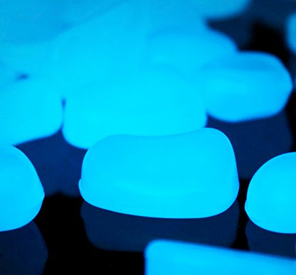 Shiny Stone 120pcs Glow in The Dark Aquarium Pebbles, Blue | Fish Tank Rocks, Glowing Gravel, Luminous Stones, For Aquarium Succulent Garden - color: Blue