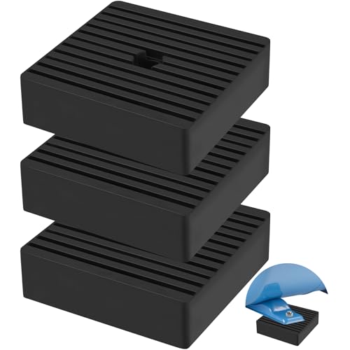 3 Pack Anti Vibration Pads for Washing Machine 4"x4"x1.2", Sound Isolation Vibrating Pad, 0.59" Pre-Drill Hole Ribbed Rubber Damping Mat for Air Compressors, Conditioner, Treadmill, HVAC Washer Dryer - size: 4"x1.2"T with hole - 3 Pack