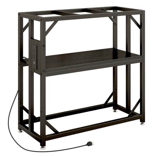 METYERRY 20-29-37 Gallon Fish Tank Stand with Power Outlet,Adjustable Shelf | 600 LBS Heavy Duty Metal Frame, Fits Fish Tanks Reptile Tanks and Turtle Tanks, Water Resistant Board, Home Aquarium Setup - color: Black, size: 20-29-37 Gallon