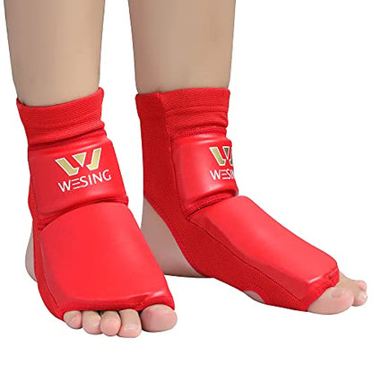 WESING Pro Instep Guard Foot Guard for Martial Arts Muay Thai MMA - color: Red, size: Medium