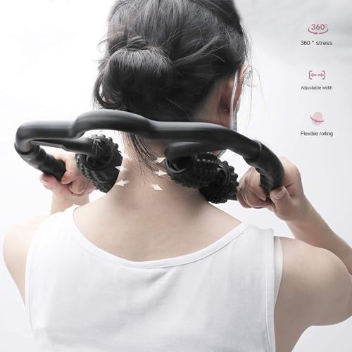 4 Wheels Foam Roller Muscle Massager for Leg Neck Hand Arm,Trigger Point Muscle Relax Massager Indoor Sports Yoga Bodybuilding Equipment (Black) - color: Black