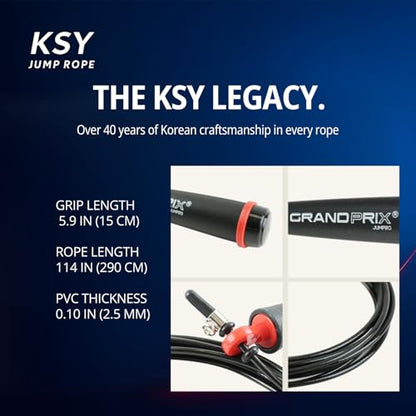 Jump Rope for Men and Women (Grand Prix Ultra Speed Series) – Adjustable Wire Rope for CrossFit, Boxing, and Fitness Training – Smooth, Fast, Tangle-Free Rotation (Made in Korea) - color: Black/Pink