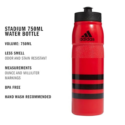 adidas 750 ML (28 oz) Stadium Refillable Plastic Sport Water Bottle - color: Scarlet Red/Black