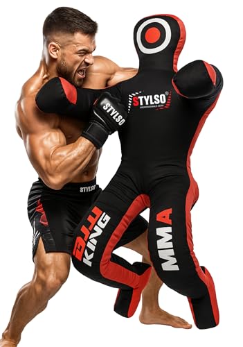Grappling Dummy for Adults, Unfilled Wrestling Dummy, Hanging Jiu Jitsu Dummy for BJJ, MMA, Judo, Karate, Martial Arts - color: Black Sit, 6ft / 72 inches