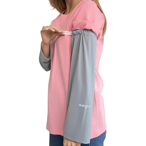 UPF 50+ Sun Protection Arm Sleeves Elastic band Adjustable Cuff Loose Fit Non-Sticky Airflow Friendly Outdoor - color: Grey, size: Small