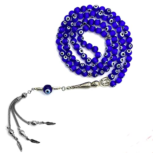 Handmade Special Evil Eye Beaded Collection Worry Beads - Prayer Beads Tesbih-Tasbih-Tasbeeh-Misbaha-Masbaha-Subha-Rosary (Acrylic Evil Eye -7 mm 99 Beads- Tesbih) - color: Acrylic Evil Eye -7 mm 99 Beads- Tesbih