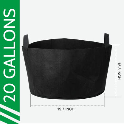 JERIA 12-Pack 20 Gallon Grow Bags, 300G Thickened Nonwoven Garden Pots,Heavy Duty Fabric Pots with Reinforced Handles - size: 20 Gallons