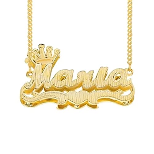 Custom Name Necklace Double Plated Name Necklace Personalized Name Plate Necklaces Name Necklaces for Women 18k Gold Plated Nameplate Pendant - color: Style 11