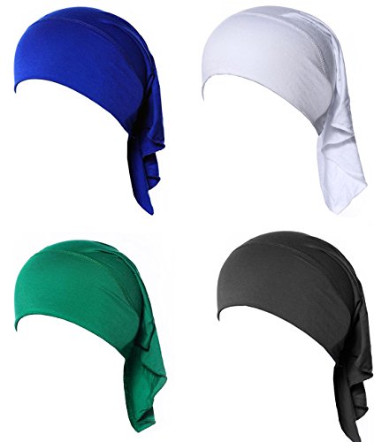4 X Womens Muslim Mini Inner Hijab Caps Underscarf - color: Green+blue+gray+w