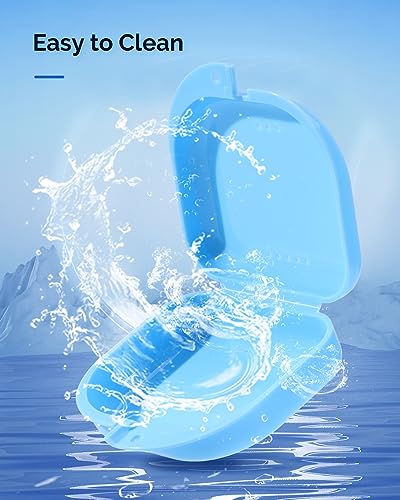JMU Retainer Case with Vent Holes, 4 Pcs Orthodontic Mouth Guard Cases | Dental Storage Container, Denture Case Travel Box for Aligner with Snap Lock - color: Blue/White/Purple/Pink
