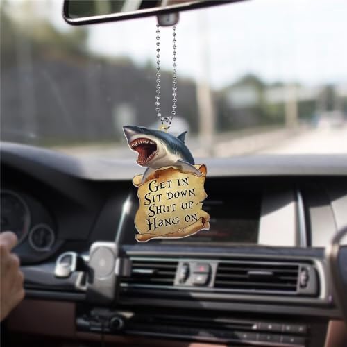 Dolphin Car Hanging Ornament,Get in Sit Down Shut Up Car Mirror Hanging Accessories,Car Ornament Hanging Gift for Women Men, Dolphin Car Charm Rear View Mirror Pendant Decorative - color: Carin-decor 1-3