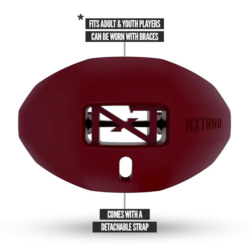 Nxtrnd One Football Mouth Guard, Strap Included, Fits Adult & Youth (Maroon) - color: Maroon