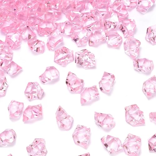 DOMESTAR Pink Fake Ice Rocks, 150 PCS Acrylic Crystal for Vase Fillers | Fake Diamonds for Table Centerpieces Birthday Party Decor, Fish Tanks Decor Table Scatter DIY Craft Supplies - color: Light Pink