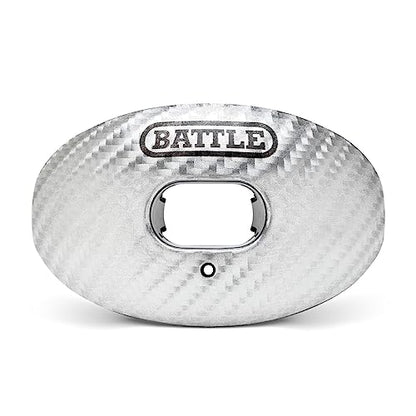 Battle Sports Carbon Oxygen Football Mouthguard, Silver | Maximum protection, Safe secure comfortable fit, Breathable built-in airflow channels, No boil required, Advanced composite - color: Silver