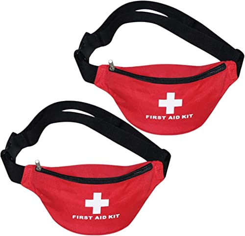 First Aid Empty Kit,Compact and Lightweight Waterproof First Aid Bag Empty with Zippered for Emergency at Home, Office, Car, Outdoors, Boat, Camping, Hiking(Bag Only) (2 Pack Fanny Pack) - size: 11*5.5*3.5 inch