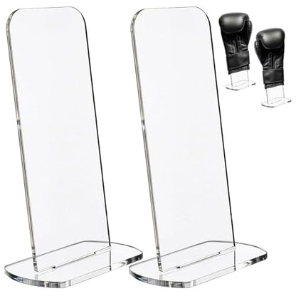 1Pair Boxing Glove Holder Universal Gloves Display Stand Acrylic Vertical Boxing Glove Baseball Gloves Display Holder For Boxing Baseball Enthusiast (Transparent)