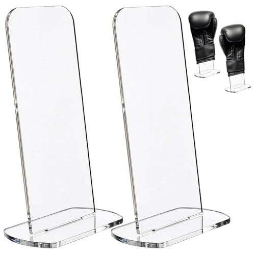 1Pair Boxing Glove Holder Universal Gloves Display Stand Acrylic Vertical Boxing Glove Baseball Gloves Display Holder For Boxing Baseball Enthusiast (Transparent)
