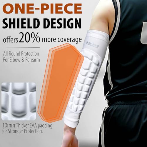 Frelaxy Elbow Pads, Padded Arm Sleeves for Volleyball and Football, 2 Pack - color: White, size: Medium