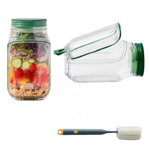 2025 New Side-Opening Salad Jar - Leakproof Mason Jar Container, Dishwasher Safe, All-in-One Meal Prep Solution for Fresh Lunches On-the-Go (1PC) - color: 1PC
