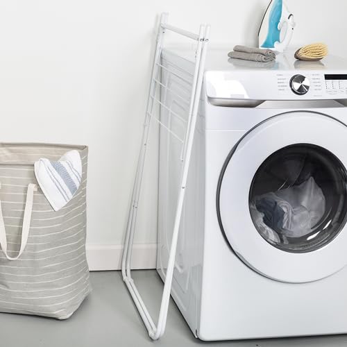 Honey-Can-Do Collapsible Metal Clothes Drying Rack, Foldable Laundry Rack Holds 40 lbs, Hanger-Friendly Design with Non-Skid Feet, Space-Saving Accordion Fold, Indoor Outdoor, White