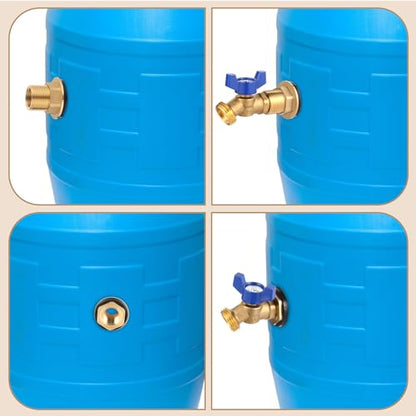 JaGely 3 Sets Brass Rain Barrel Spigot Kit with Heavy Duty Bulkhead Fitting Quarter Turn Ball Valve Rain Barrel Faucet for Aquariums, Water Tanks, Tubs, Pools(Blue) - color: Blue