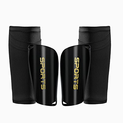 AIMISICAR Kids Youth Soccer Shin Guards with Sleeves for 3-15 Years Old - color: Black, size: S ( 3'3" - 3'10" Tall )