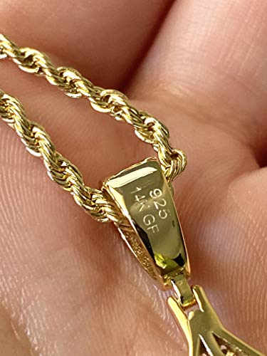 God Allah Men Women 925 Italy Gold Finish Iced Silver Charm Ice Out Pendant Stainless Steel Real 2 mm Rope Chain Necklace, Mans Jewelry, Iced Pendant, Rope Necklace 16"- 24" - style: 20" Chain + Pendant