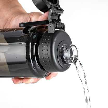 Fanhaw 32 oz Clear BPA-Free Tritan Water Bottle with Fast-Flow Spout Lid, BPA-Free & Leak-Proof Wide-Mouth Reusable Bottle for Gym, School & Office, Back to School Essentials (Black) - color: Black