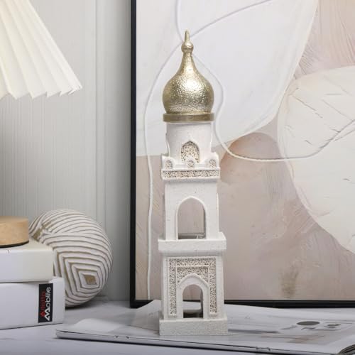 Islamic Cultural Decor Collection - Handcrafted Resin Mosque Models & Tower Ornaments for Home/Office Display Ramadan Decoration (Tower 1) - style: tower 1