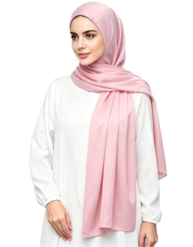 Lina & Lily Luxury Satin Hijab Head Scarf Shawl Wrap for Muslim Women Extra Long - color: Baby Pink