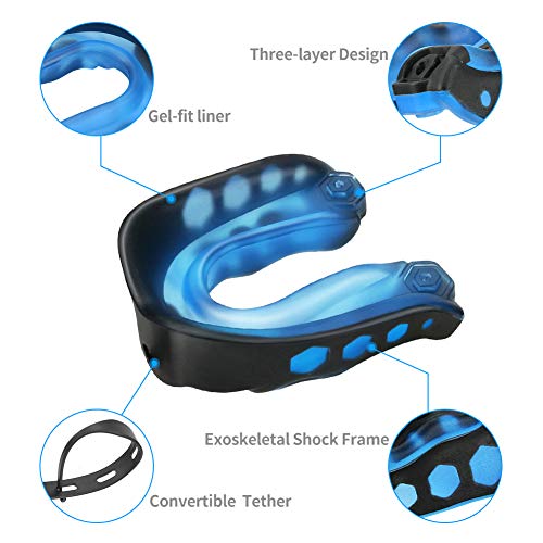 Number-one 2 Pack Soft Mouth Guard with Strap, Professional Sports Mouthguard for Boxing, Jujitsu, MMA, Football, Basketball, Hockey, Karate, Rugby Teeth Armor to Protect Braces for Adult & Youth