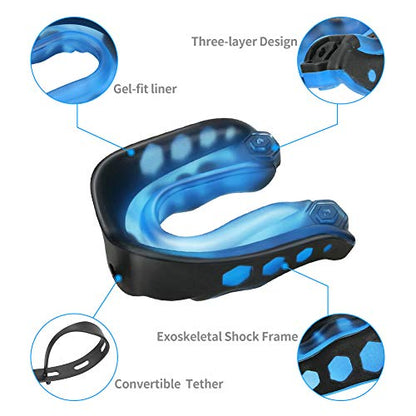 Number-one 2 Pack Soft Mouth Guard with Strap, Professional Sports Mouthguard for Boxing, Jujitsu, MMA, Football, Basketball, Hockey, Karate, Rugby Teeth Armor to Protect Braces for Adult & Youth