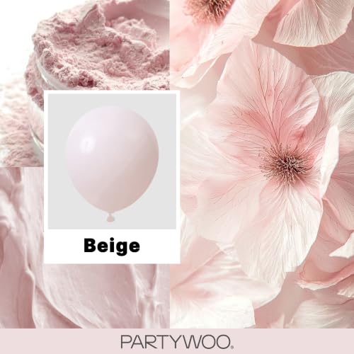 PartyWoo Beige Balloons 155pcs Boho Cream Ivory Neutral Color - color: White-f60