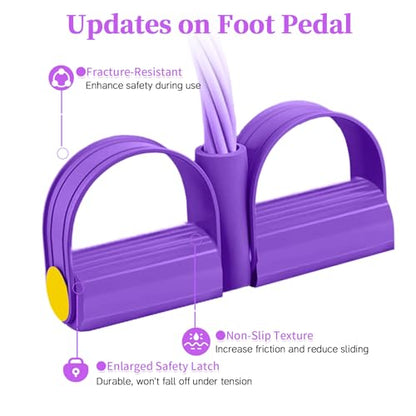 Pedal Resistance Bands with Handles, Durable 6-Tubes Multifunction Pedal Resistance Band, Natural Rubber Foot Pedal Resistance Bands, Fitness Resistance Bands for Abdomen, Waist, Arm, Leg - color: Purple
