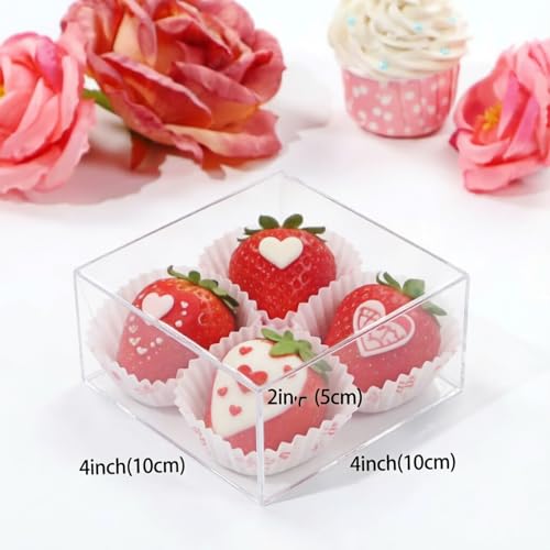 40Pack 4x4x2Inches Small Treat Boxes for Cookies Cake Candy Chocolate Pastry Soap & More Mini Baking Boxes Cajas Para Transparentes Truffle Boxes Party Wedding Favor - color: Clear