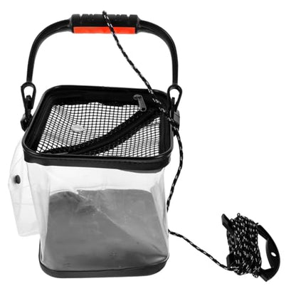 HEMOTON Folding Lightweight Fishing Bucket Transparent Live Fish Container with Oxygen Supply for Camping Hiking and Outdoor Activities Convenient Fish Barrel