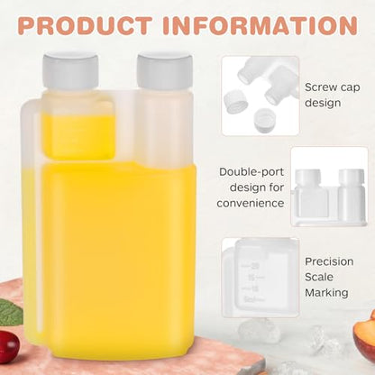 CHENGU Plastic Flask with Built in Shot Glass Measuring Bottles Graduated Chamber with Caps Liquid Dispenser for Liquids to Store and Pour for Concerts Travel Camping Party(1 Pc,8.45 Oz, 0.67 oz) - size: 8.45 oz, 0.67 oz