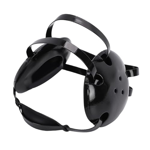 11 Holes Adjustable Wrestling Headgear with Chin Pad, Breathable Protective Grappling Ear Guard Soft Shockproof Safety Head Protector for Adult Men Women Training Black