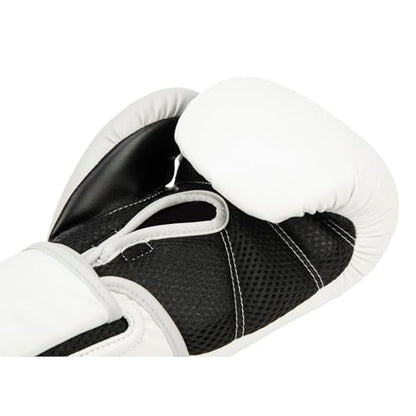 Everlast Powerlock 2 Hook & Loop Boxing Gloves | Fight Training Gloves | Hook and Loop with Durable Hand & Wrist Support | Heavy Bag & Fitness Training - color: White / Gray, size: 12 oz