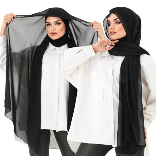 Instant Chiffon Hijab, Ready to wear hijab, modal wrap, Abaya, modern Instant Scarf, Soft breathable scarf - color: Black S1
