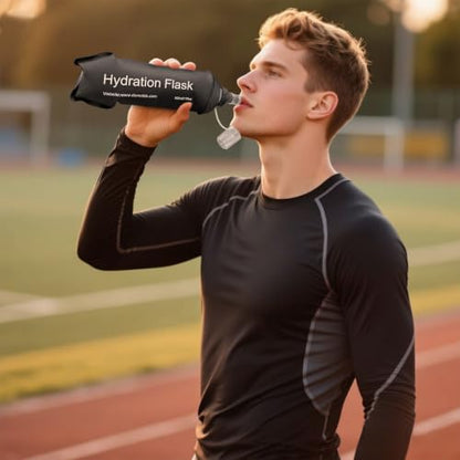 GUYI GYGYL Soft Flask, TPU Collapsible Soft Water Bottle for Hydration Pack, Running Vest, Leak-Proof Folding Water Bottle for Hiking Cycling Climbing Jogging-500ml Black - color: 500ml Black