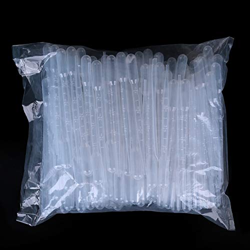 ovsor 50PCS Plastic Disposable Transfer Pipettes, 3ml Calibrated Pipette Dropper for Essential Oils, Science Laboratory, DIY Art, Make up Tool