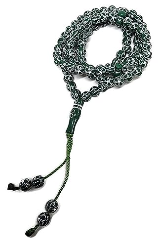 Muslim Tasbih 99 Beads AMN-241 Islam Prayer Rosary Islamic Worship Prayer Misbaha Ceremony Religious Eid Ramadan Gift (Green) - color: Green
