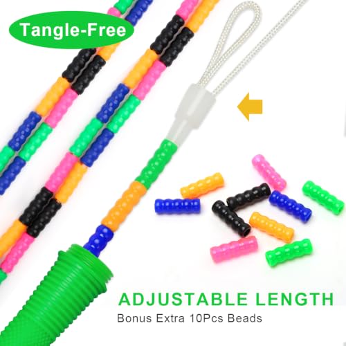 Coolrunner 16 FT Long Jump Rope(1 PACK), Double Dutch Jump Ropes, Soft Beaded Skipping for Kids Adults, Plastic Segmented Long Enough for 4-5 Jumpers - color: Green
