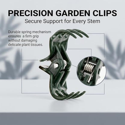 RAINFLOW 200 PCS Plant Clips - Orchid Clips for Vines, Stakes and Trellises | Small Plant Support Clips for Orchids, Climbing Vines, Flower Stems, Indoor Plants, Stakes and Trellises